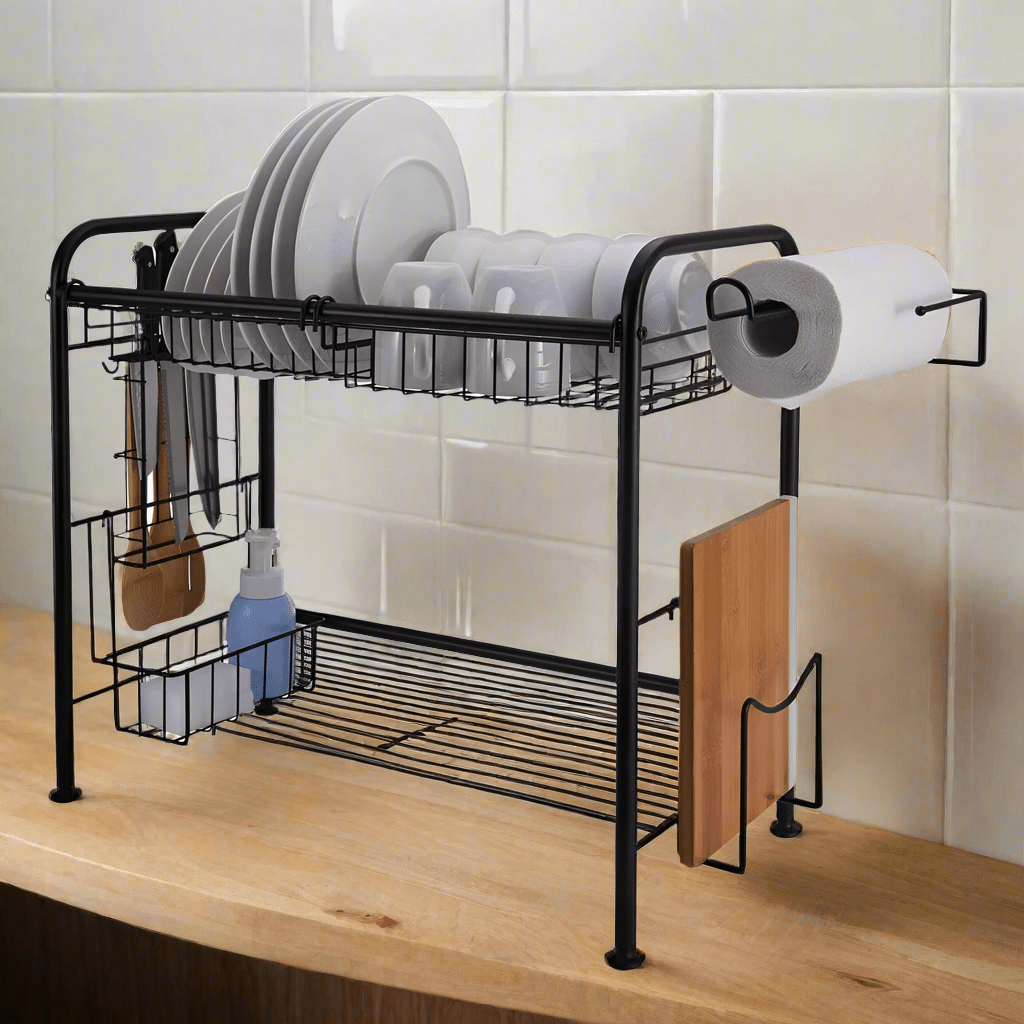 Over the Sink 2 Tier Organizer Dish Drying Rack, 31 Inch