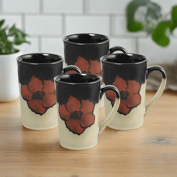 Painted Poppies Set of 4 Latte Mugs Pfaltzgraff