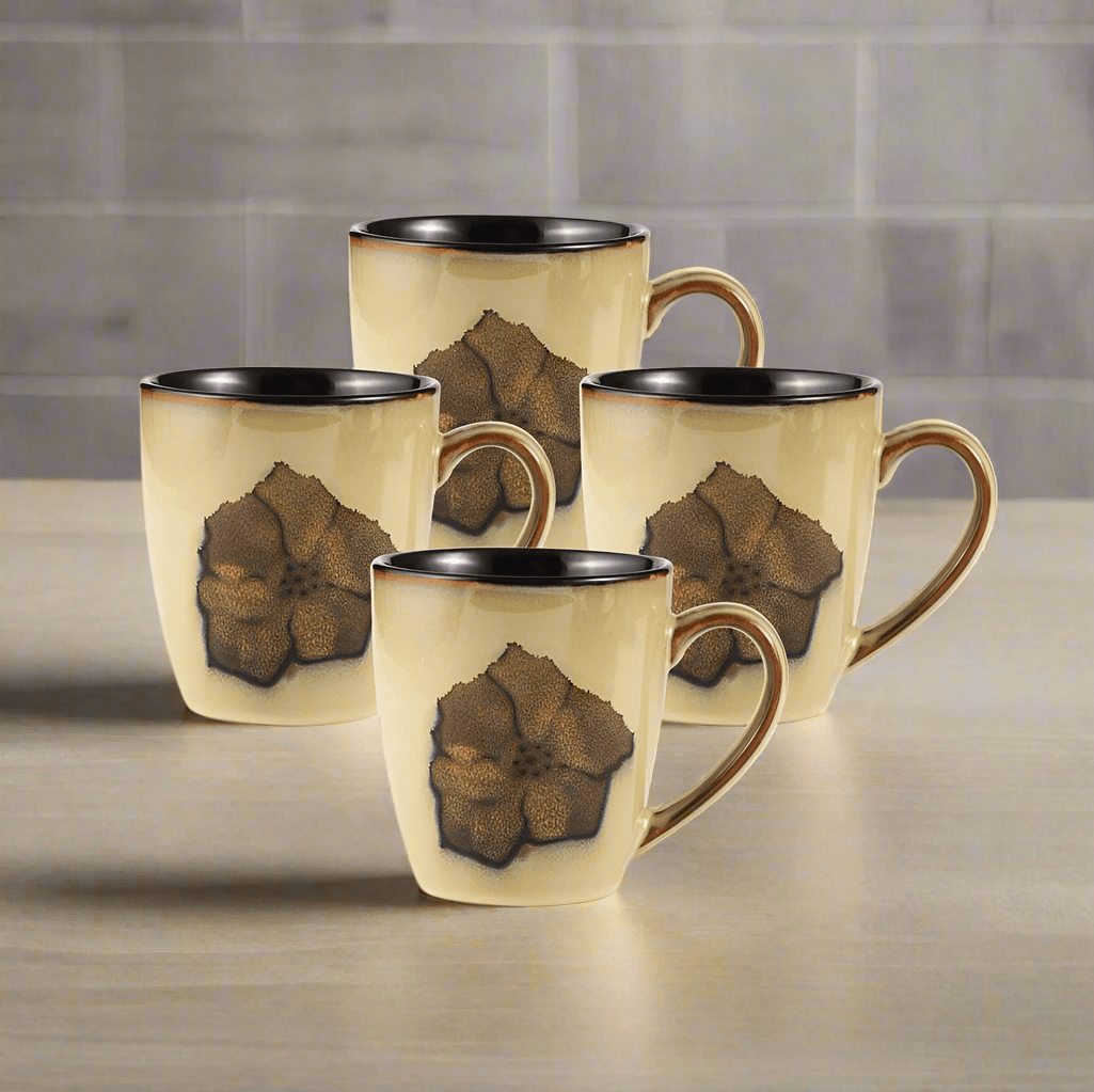 Painted Poppies Set of 4 Mugs