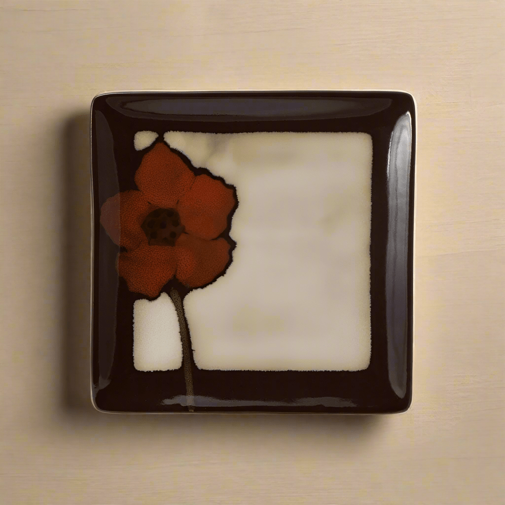 Painted Poppies Square Accent Plate