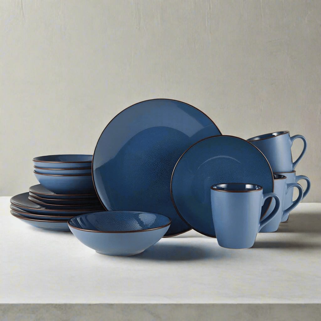 Pierce Blue 16 Piece Dinnerware Set, Service for 4