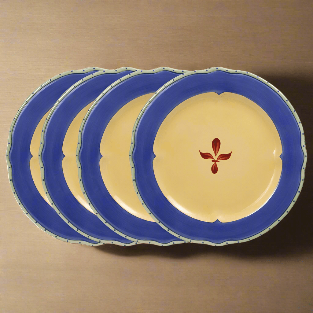 Pistoulet® Set of 4 Dinner Plates with Blue Band