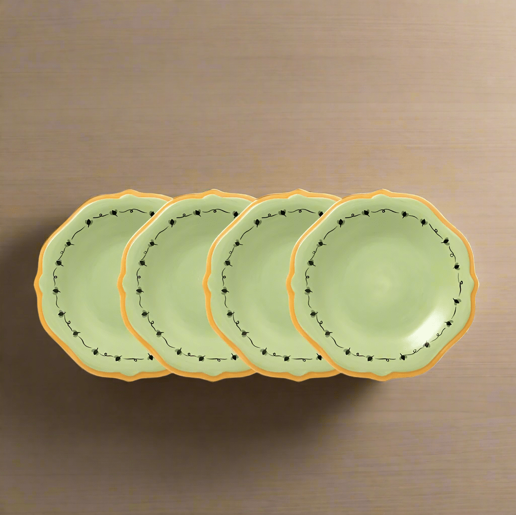 Pistoulet® Set of 4 Salad Plates with Yellow Band