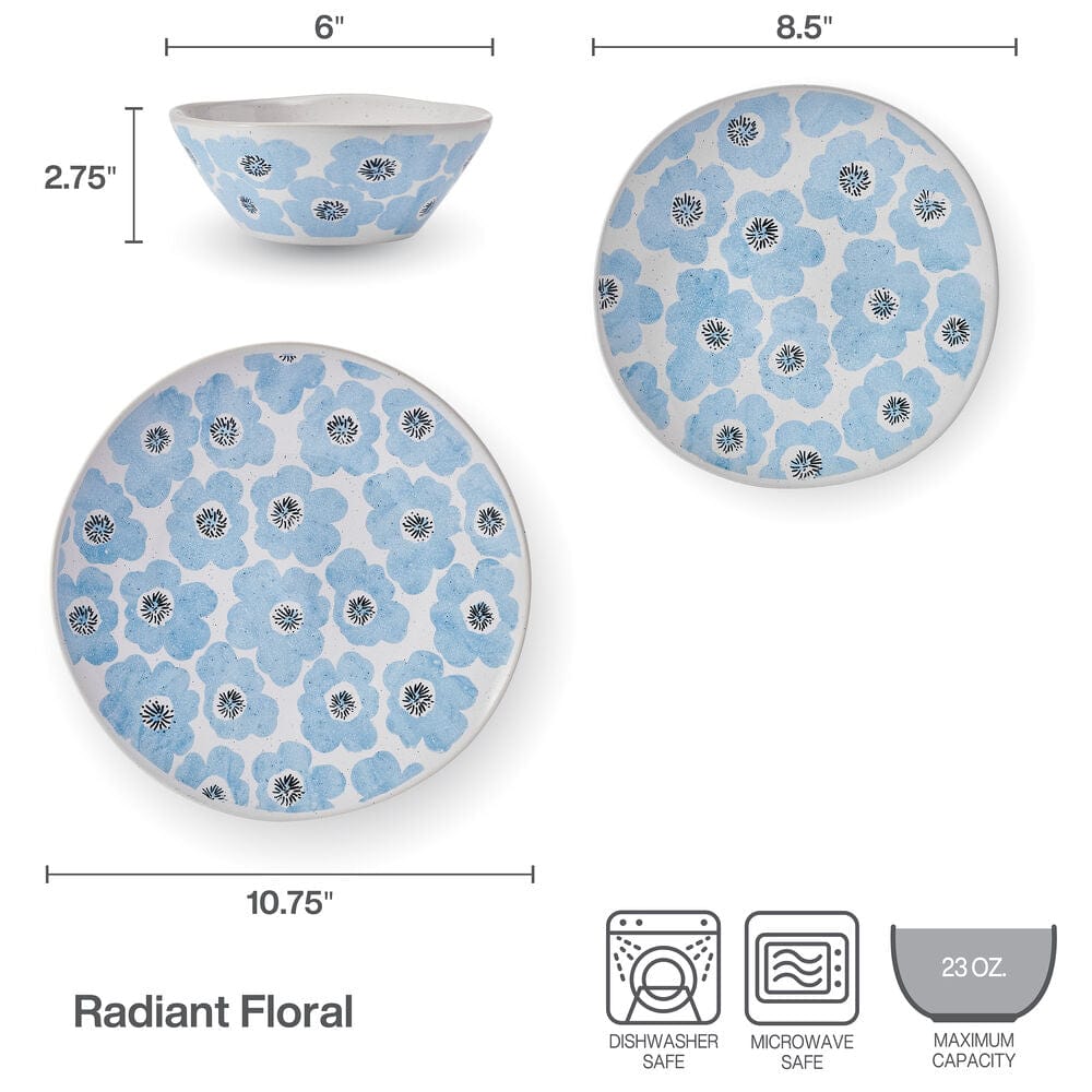 Radiant Floral 12 Piece Set, Service for 4