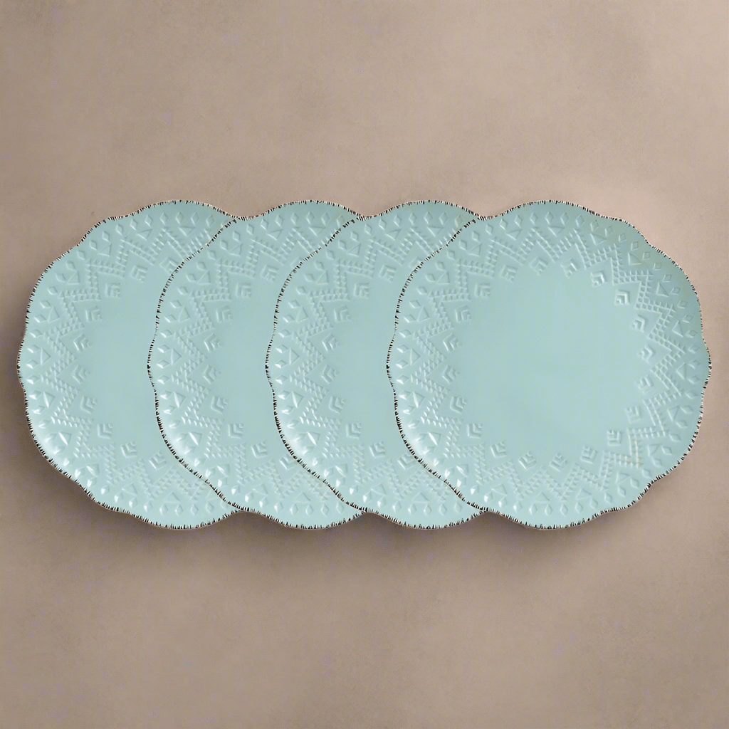 Remembrance Teal Set of 4 Dinner Plates