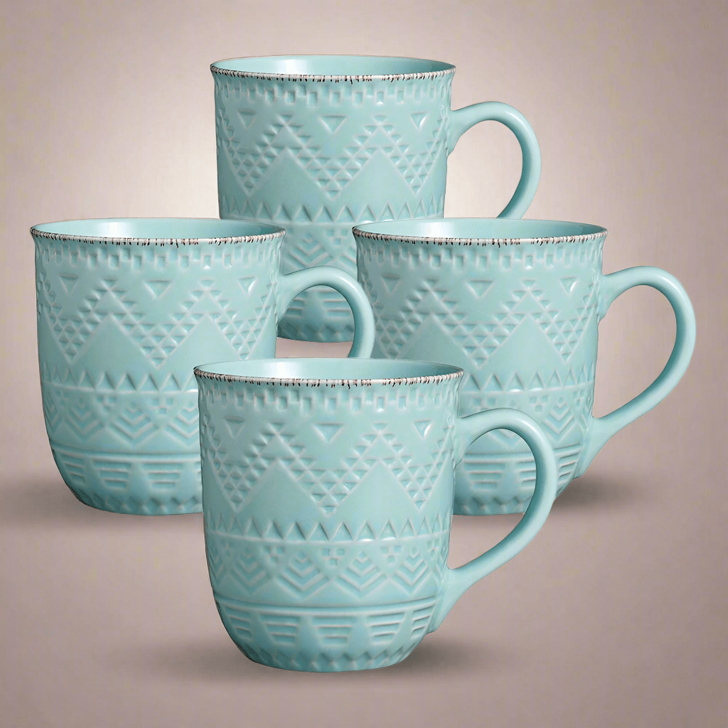 Remembrance Teal Set of 4 Mugs