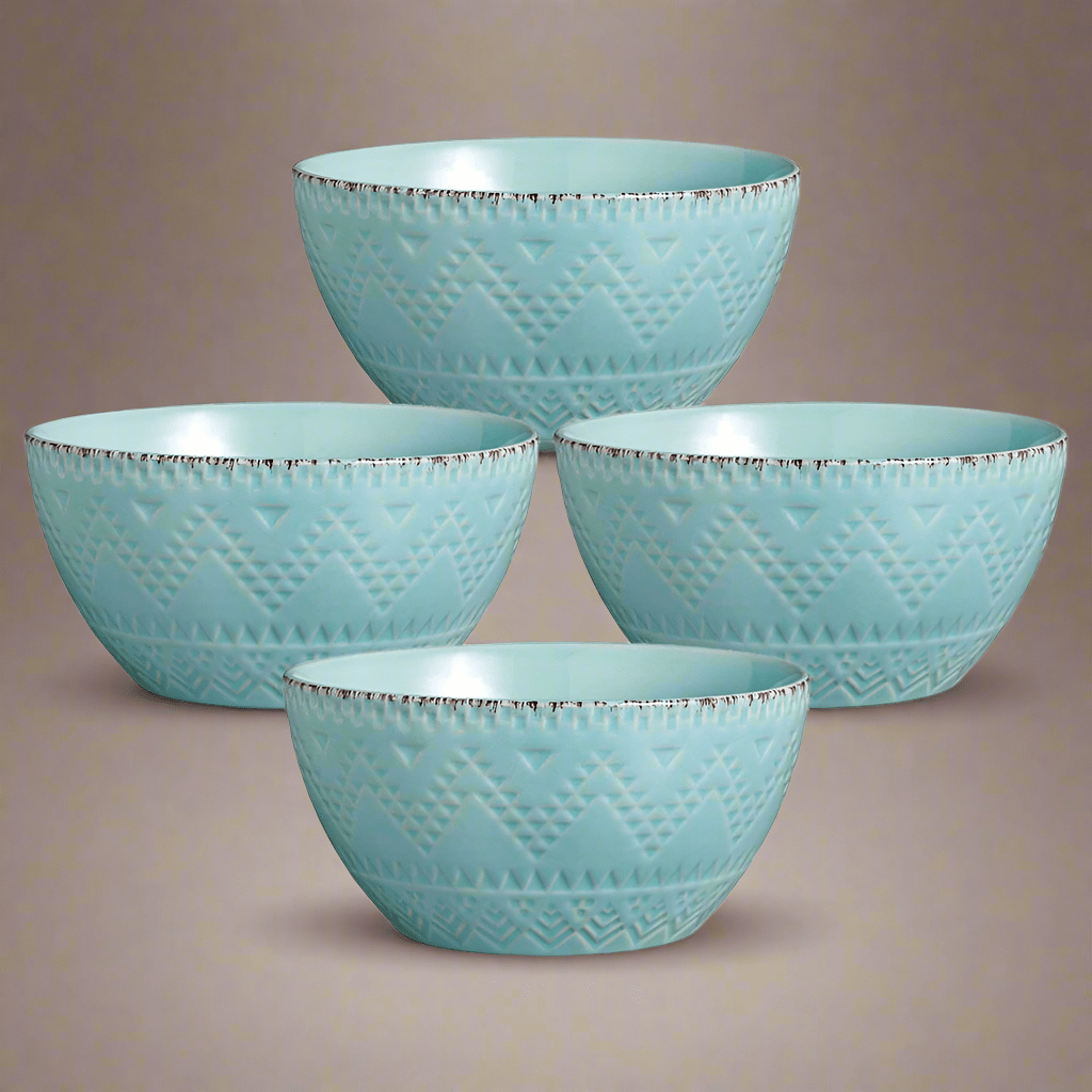 Remembrance Teal Set of 4 Soup Cereal Bowls