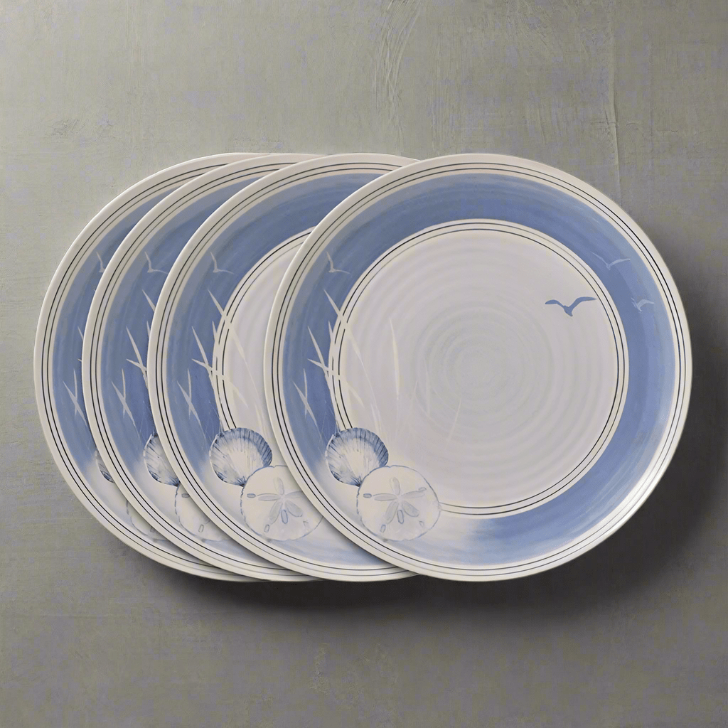 Rio Beach House Set of 4 Outdoor Melamine Dinner Plates