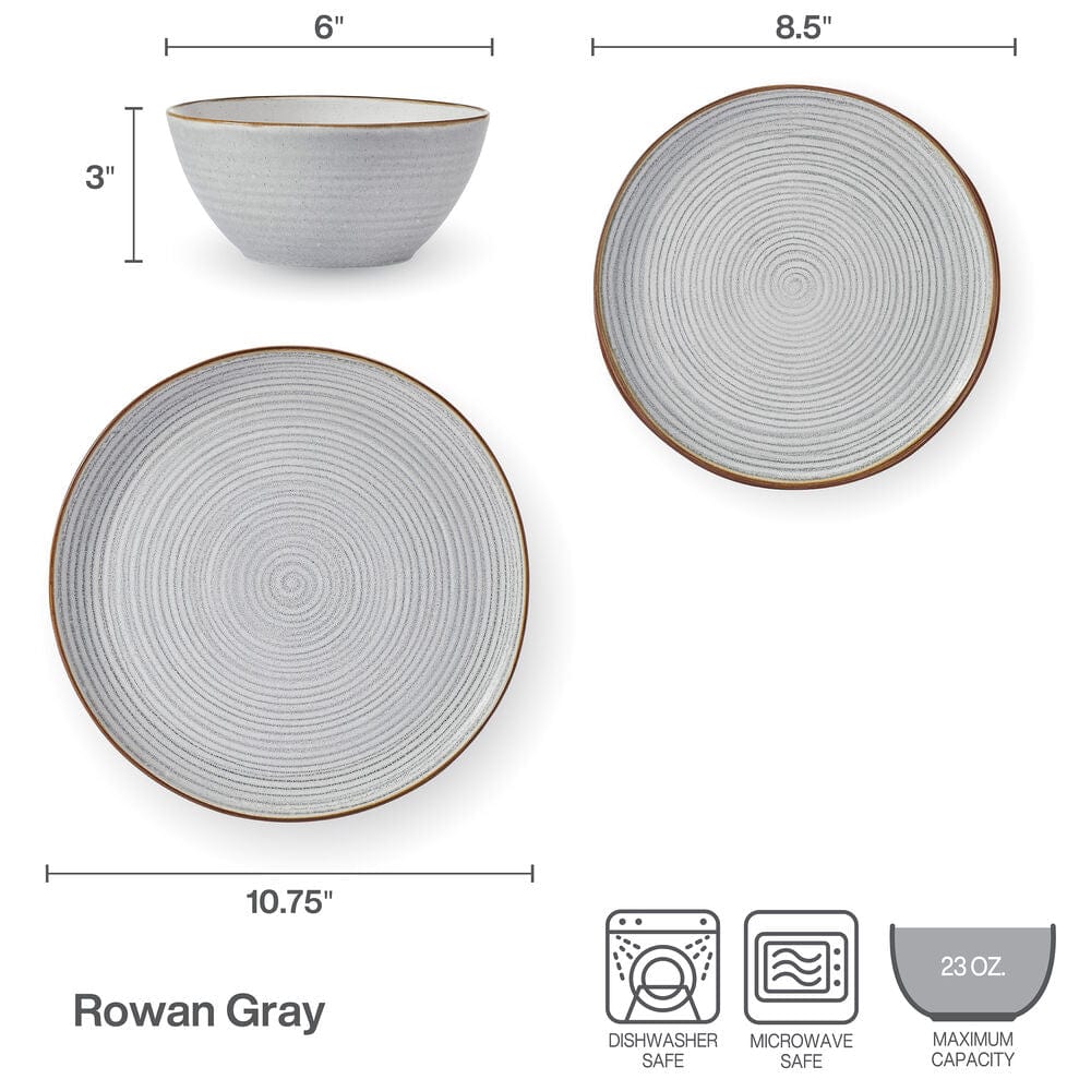 Rowan Gray Service 12 Piece Set, Service for 4