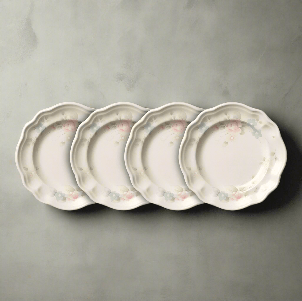 Tea Rose Set of 4 Dessert Plates