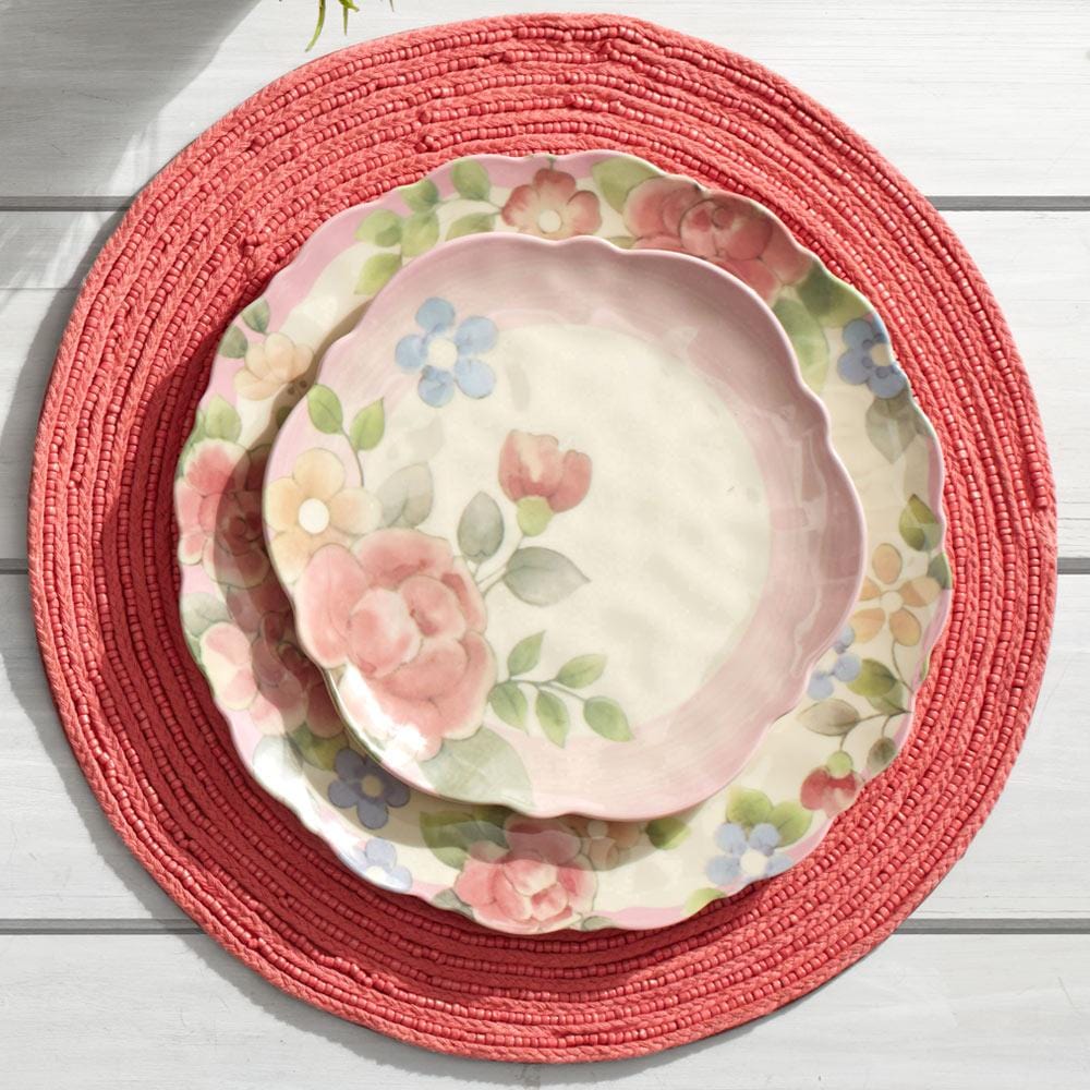 Tea Rose Outdoor Melamine Dinnerware Set