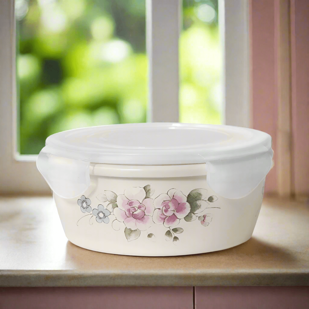 Tea Rose Storage Bowl With Lid