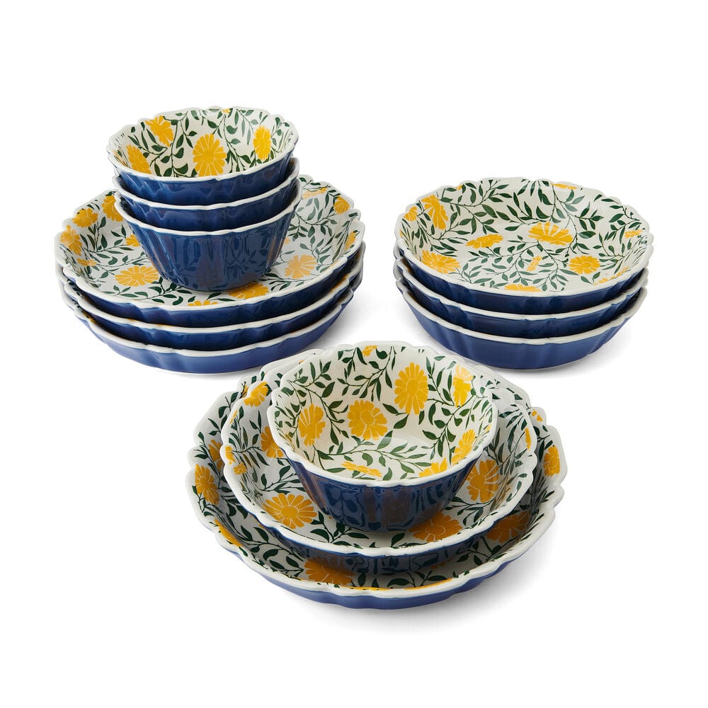 Tranquil Elegance 12 Piece Dinnerware Bowl Set, Service for 4