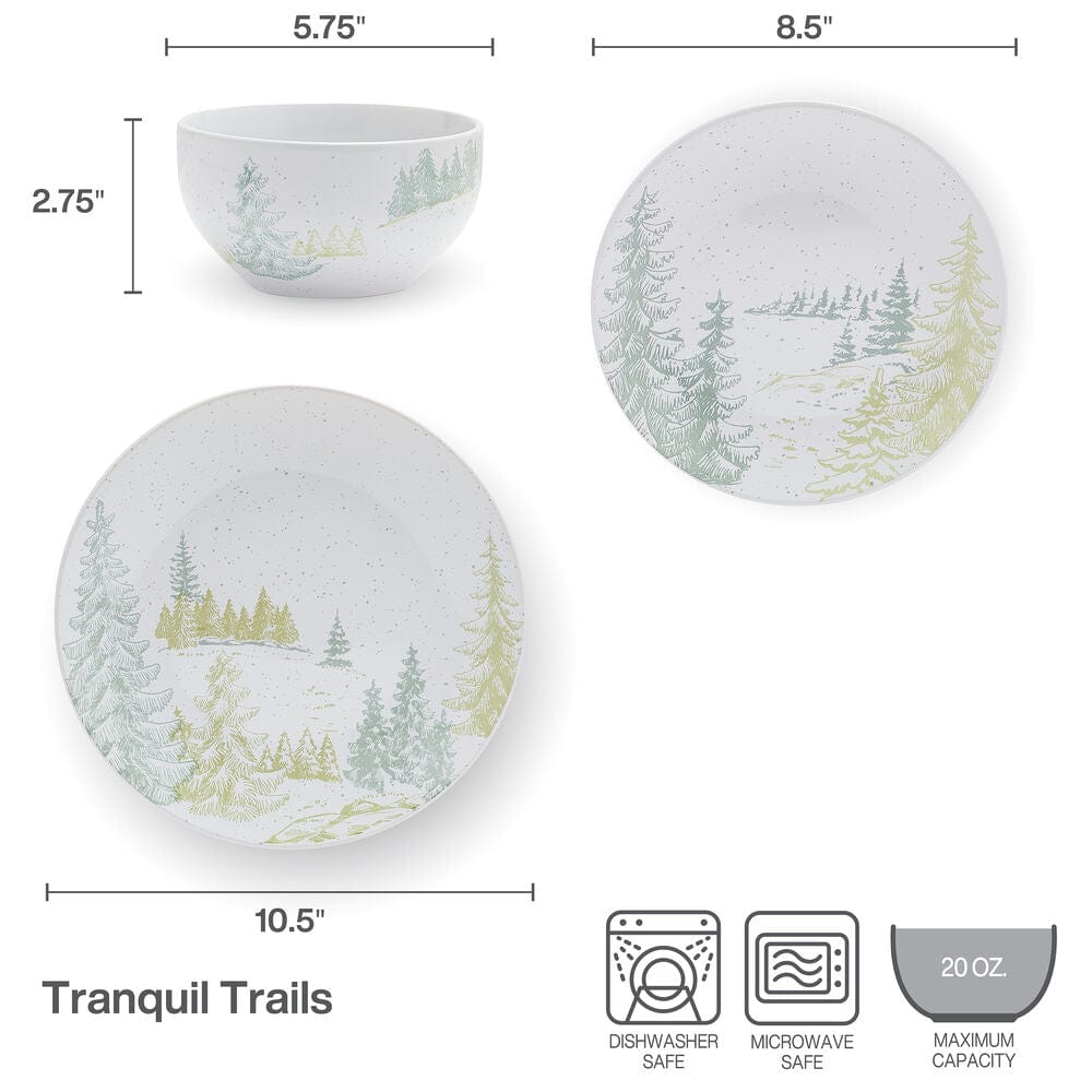 Tranquil Trails 12 Piece Dinnerware Set, Service for 4