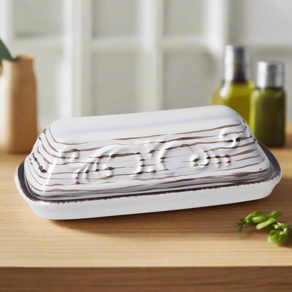 Trellis White Covered Butter Dish