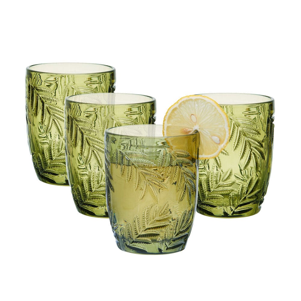 Fitz and Floyd Villa Palm Double Old Fashioned Glasses Set of 4