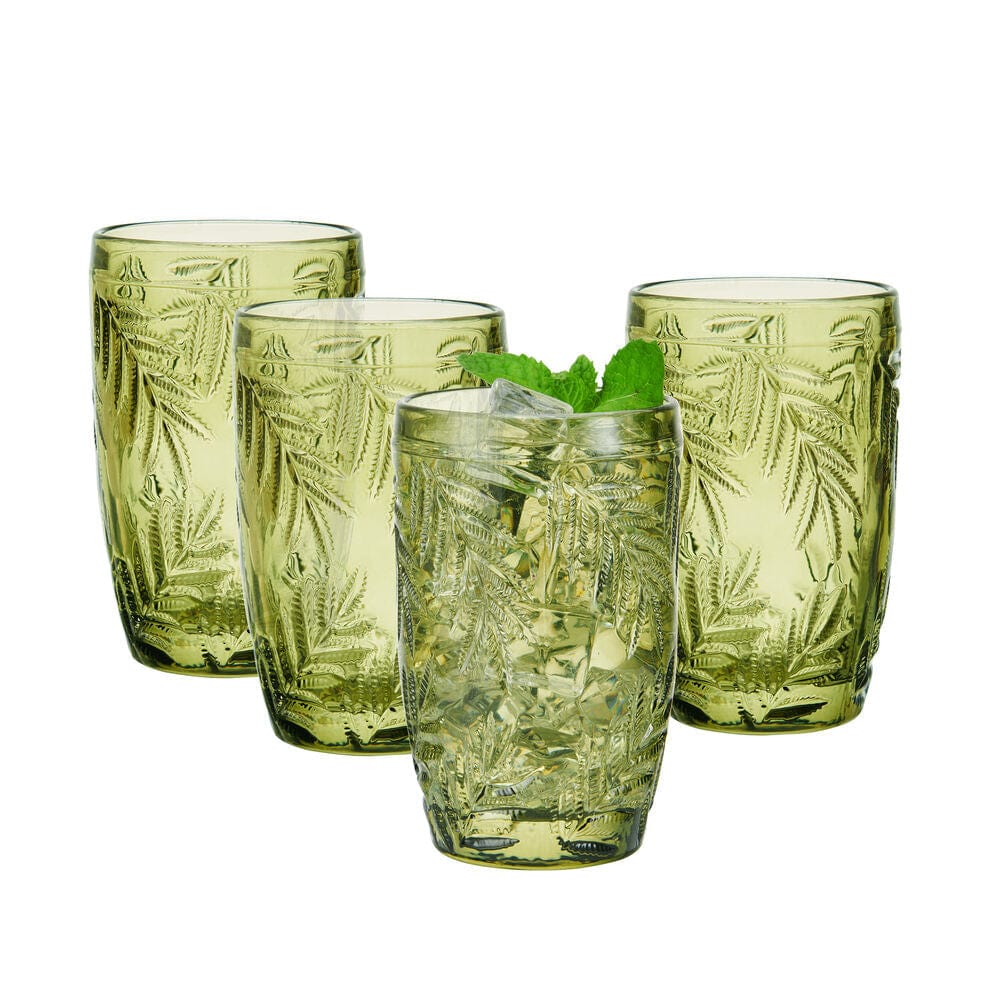 Fitz and Floyd Villa Palm Set of 4 Highball Glasses