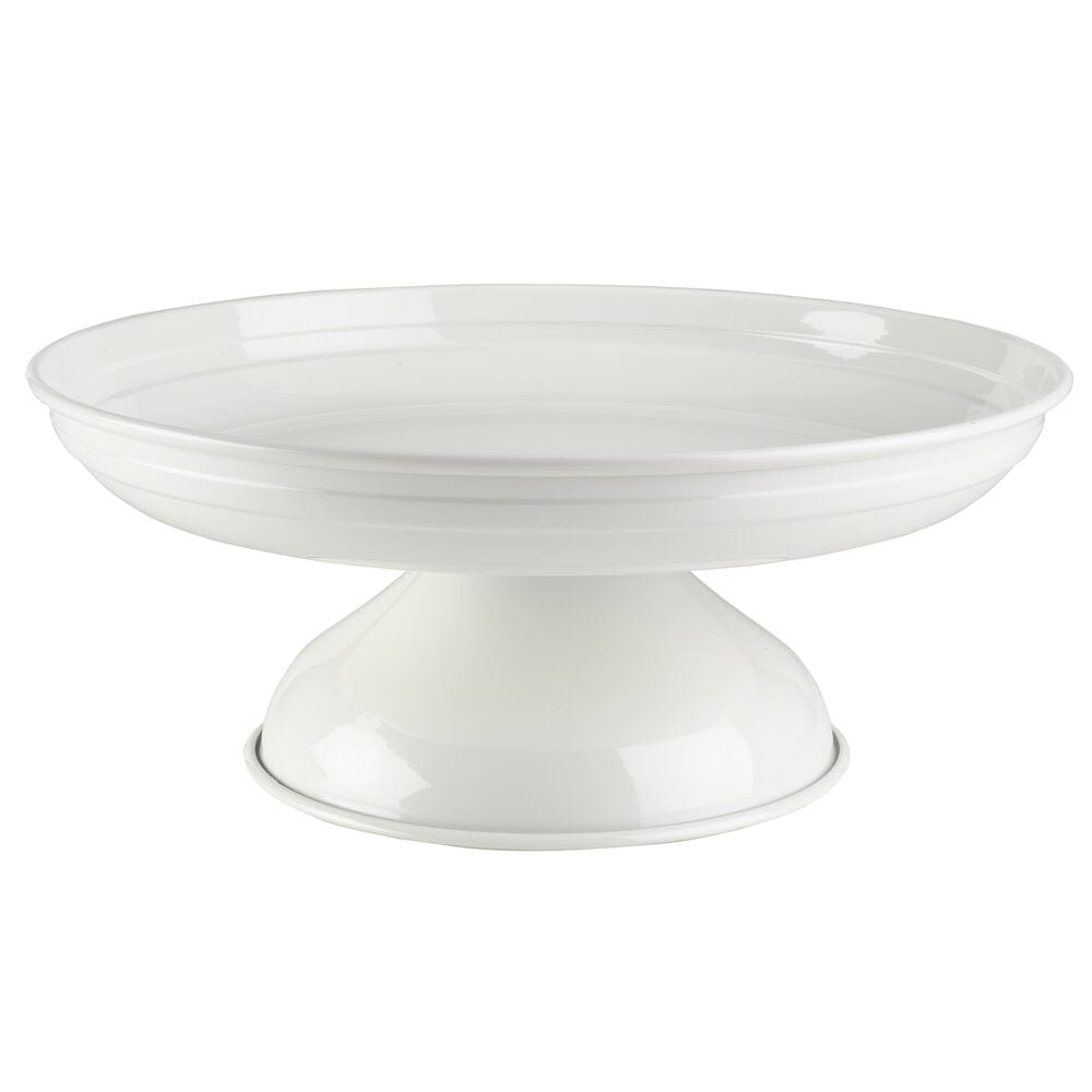 White Pedestal Metal Serve Bowl