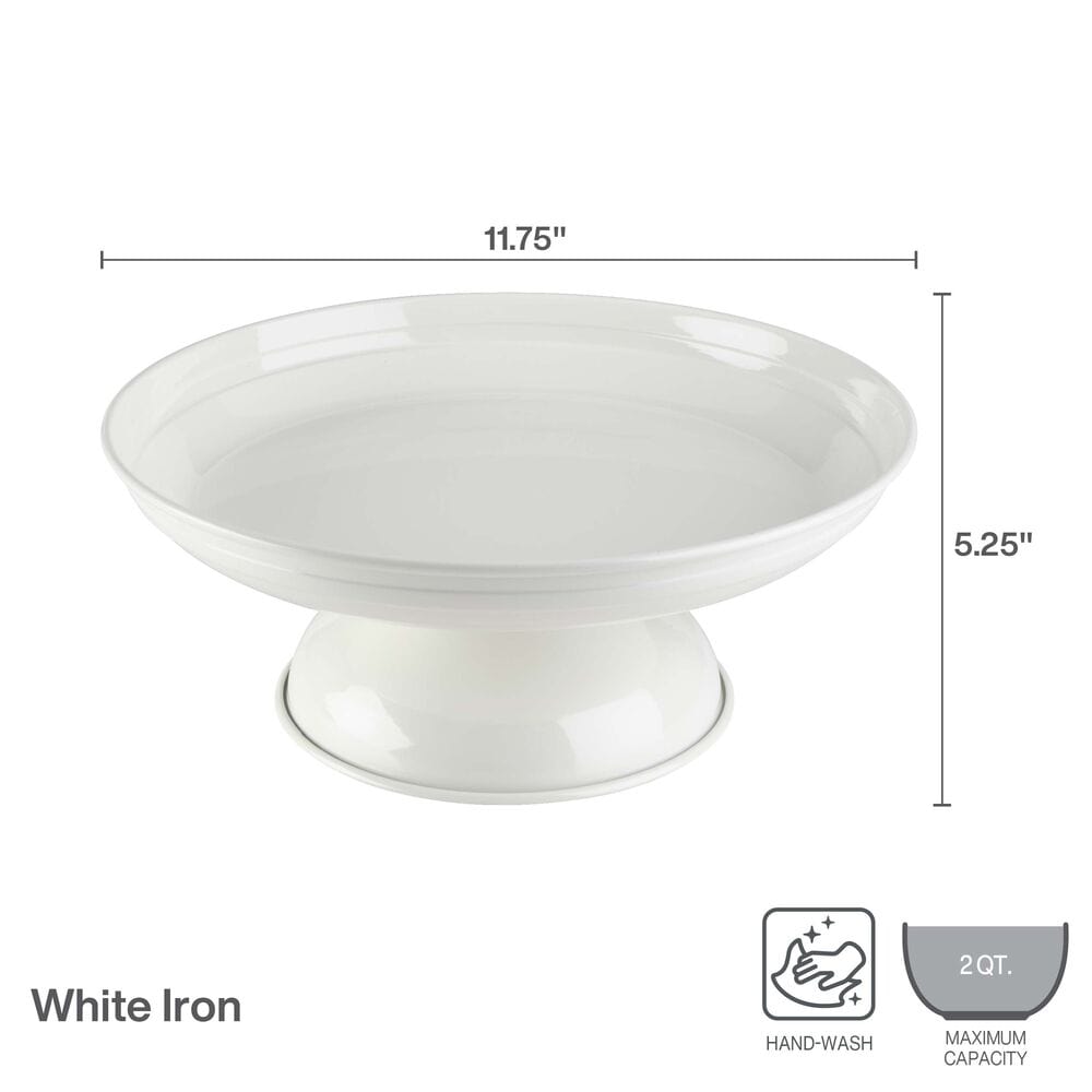 White Pedestal Metal Serve Bowl