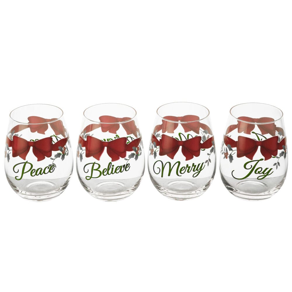 Winterberry® Ribbon Set of 4 Stemless Wine Glasses