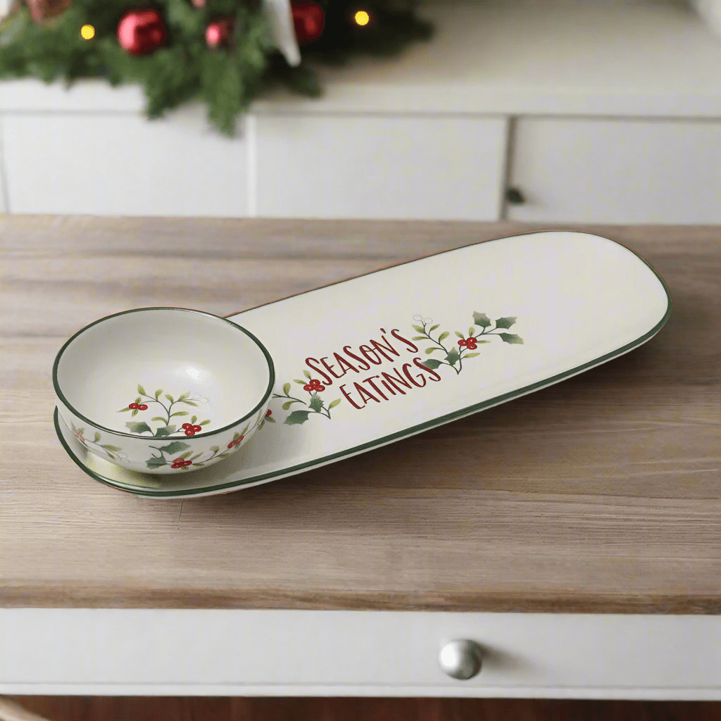 Winterberry® Sentiments Serve Tray with Dip Bowl