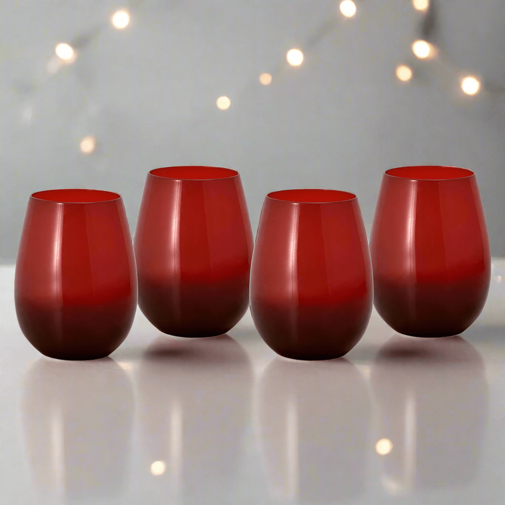 Winterberry® Set of 4 Red Stemless Wine Glasses