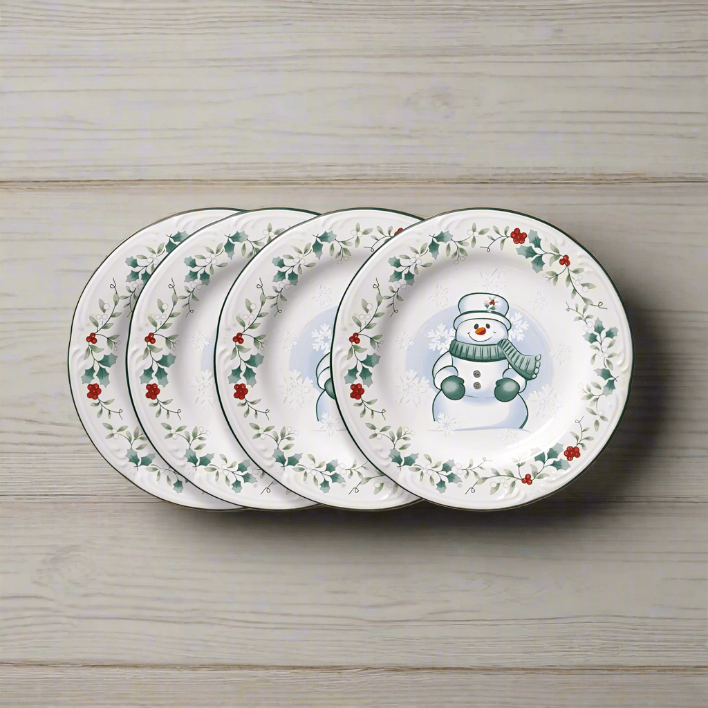 Winterberry® Set of 4 Snowman Salad Plates