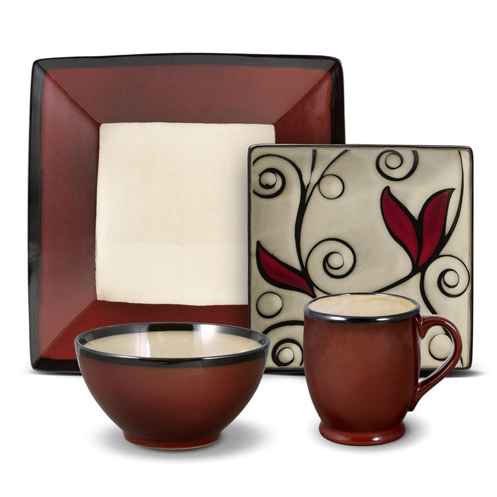 Belmont Square Red Vine Dinnerware Set