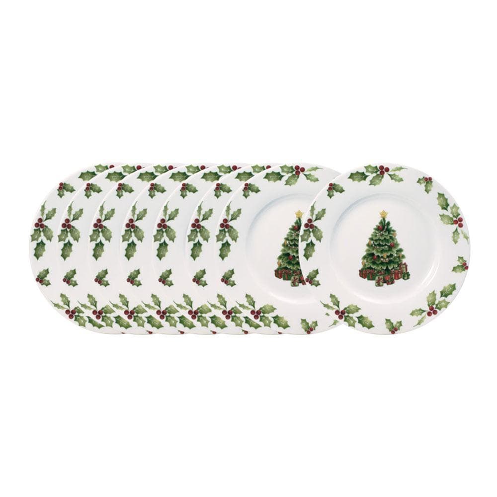 Christmas Day Set of 8 Salad Plates