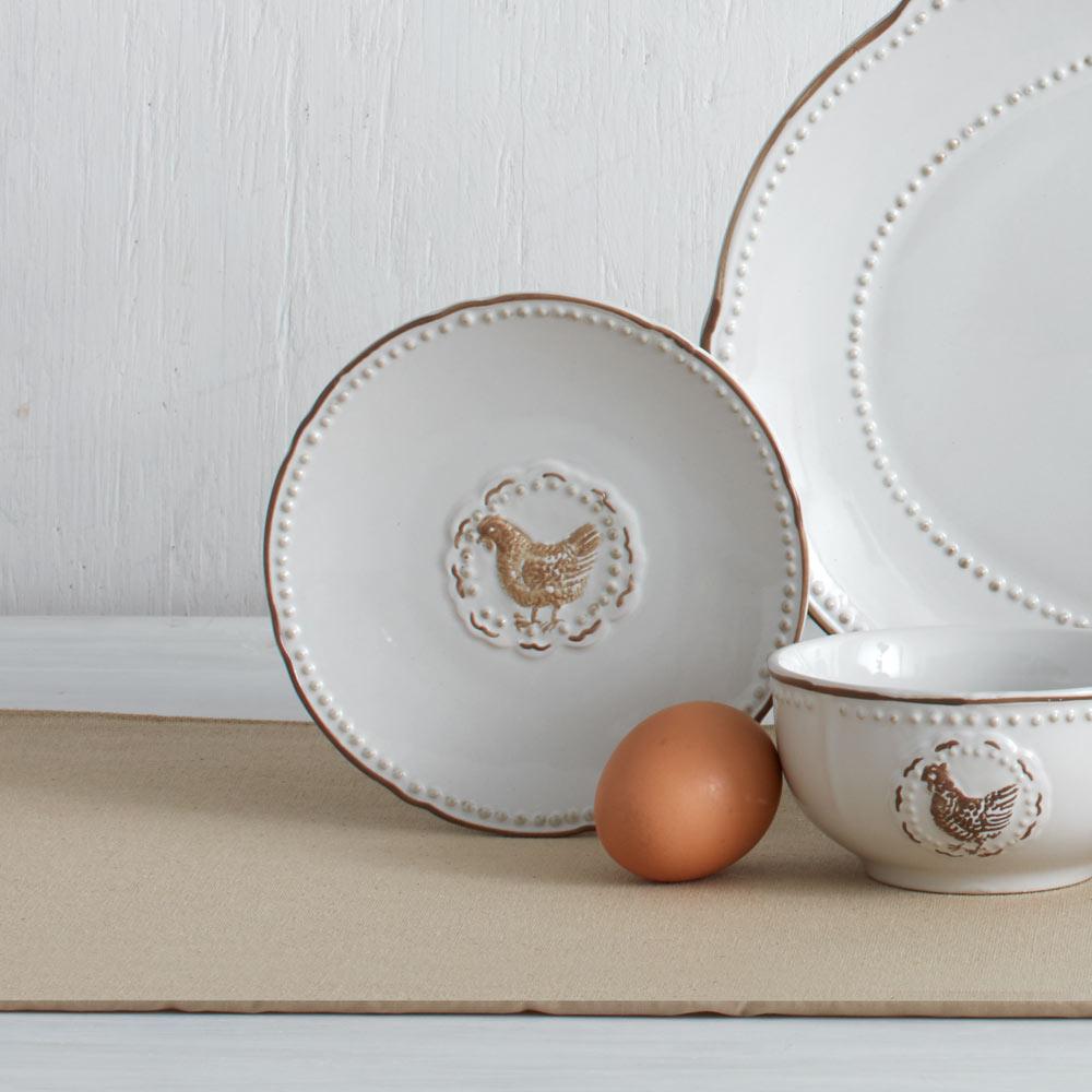 Farmhouse Hen Set of 4 Appetizer Plates