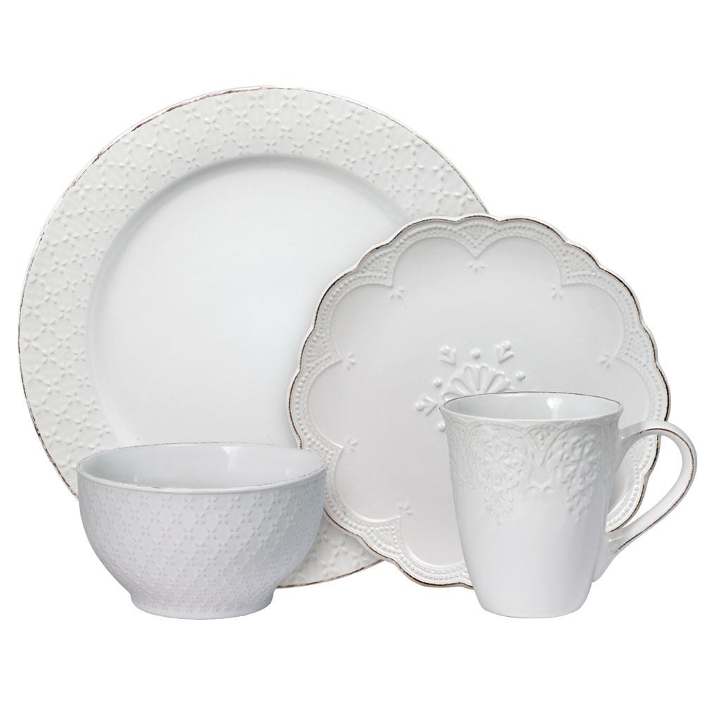 French Lace White Dinnerware Set