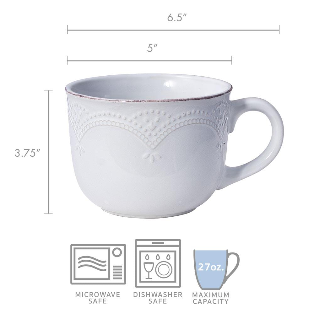 French Lace White Jumbo Soup Mug