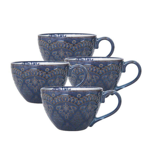 Pfaltzgraff Snow Flurry Set of 4 Mugs - Blue