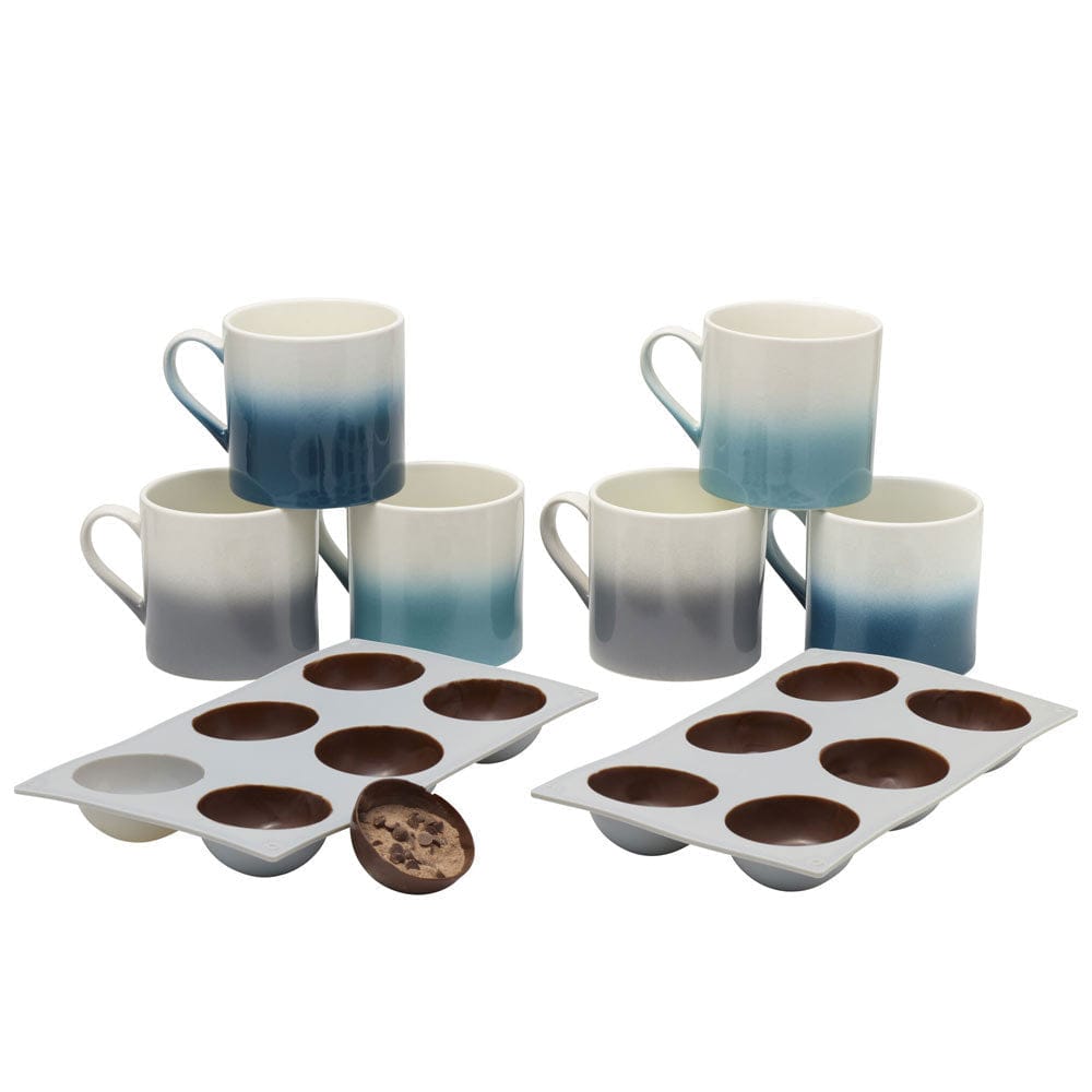 Hot Chocolate Bomb Set of 6 Mugs with Set of 2 Molds