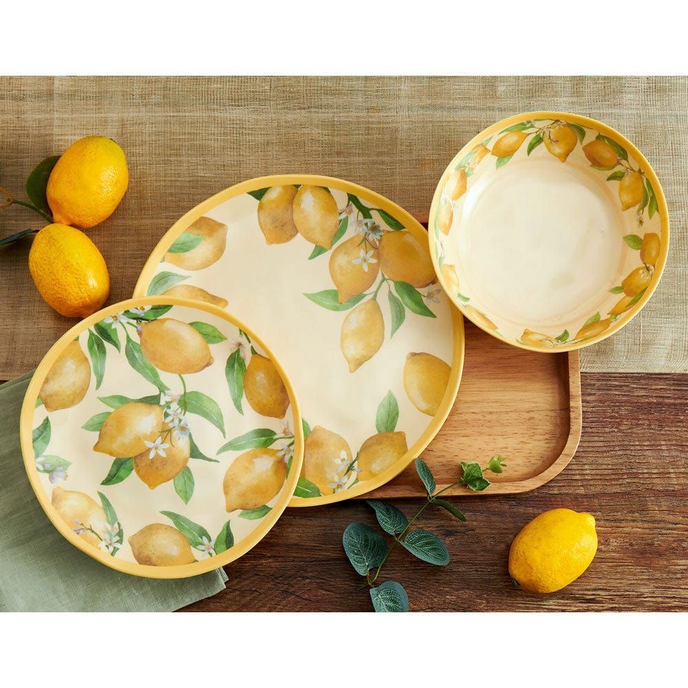 Lemons Set of 4 Outdoor Melamine Dinner Plates