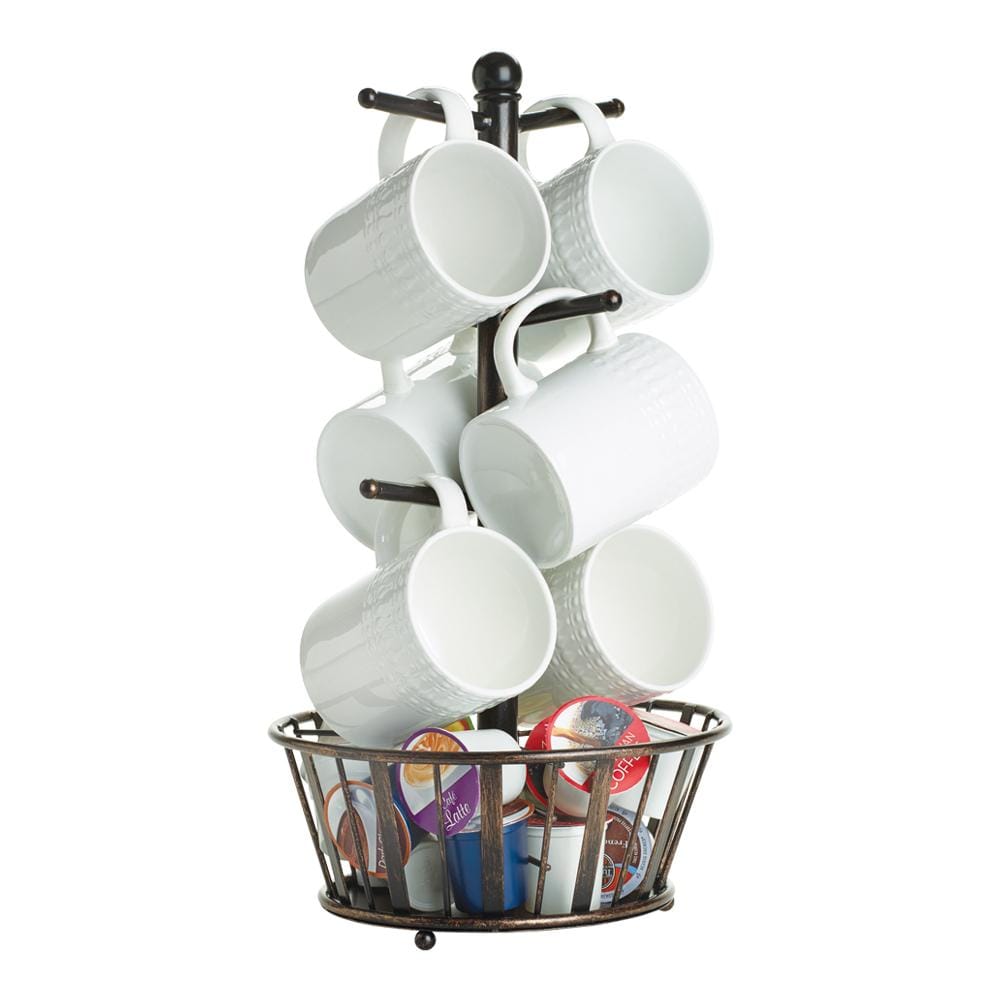 Mug Tree Stand with Basket