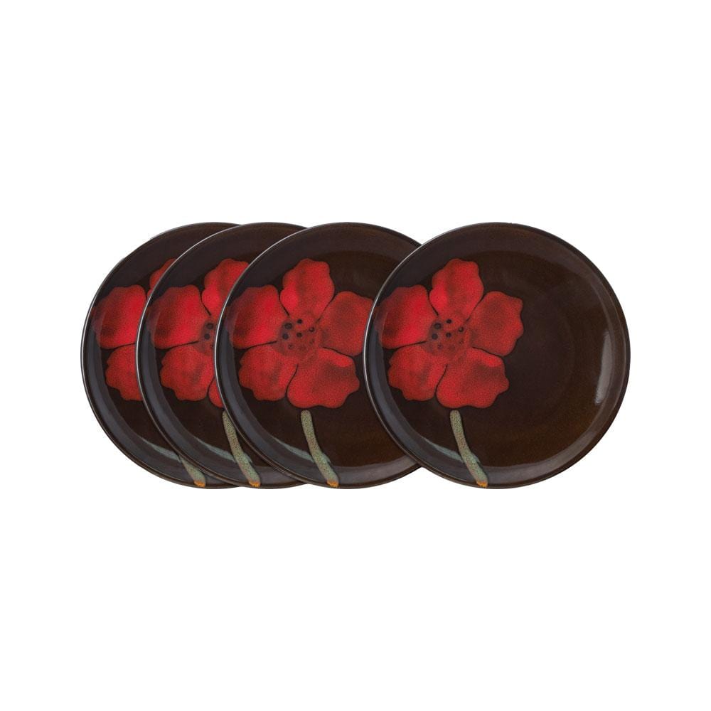 Painted Poppies Set of 4 Appetizer Plates