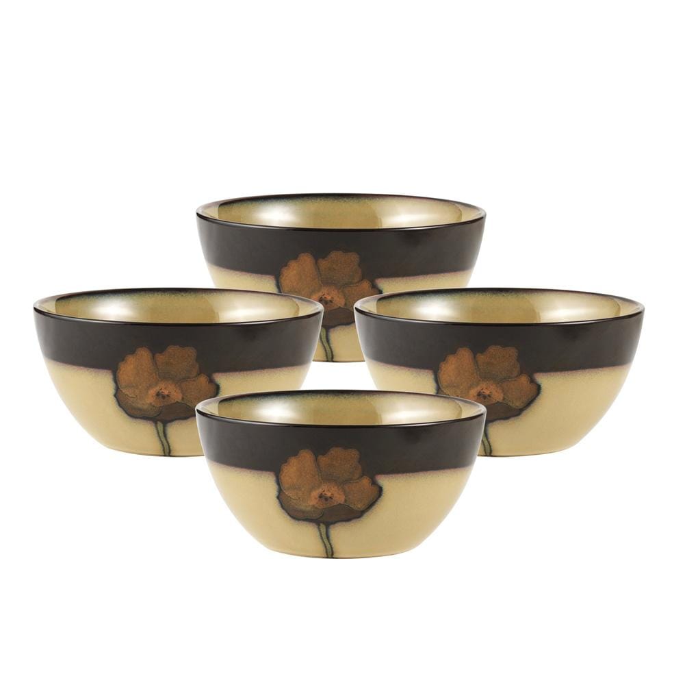 Painted Poppies Set of 4 Soup Cereal Bowls