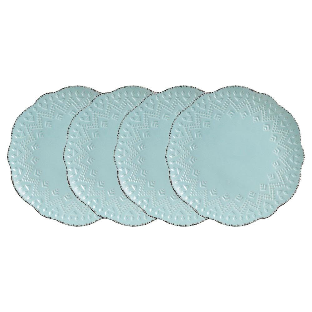 Remembrance Teal Set of 4 Dinner Plates