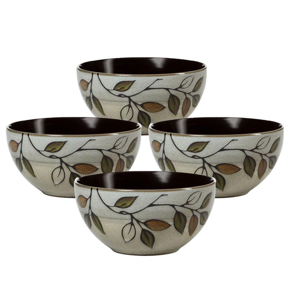 Rustic Leaves Set of 4 Soup Cereal Bowls