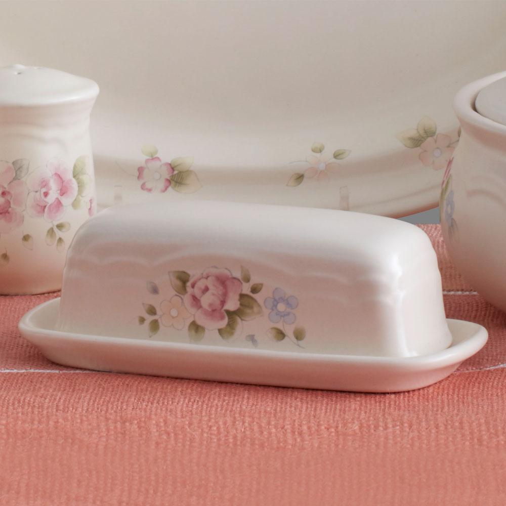 Tea Rose Covered Butter Dish