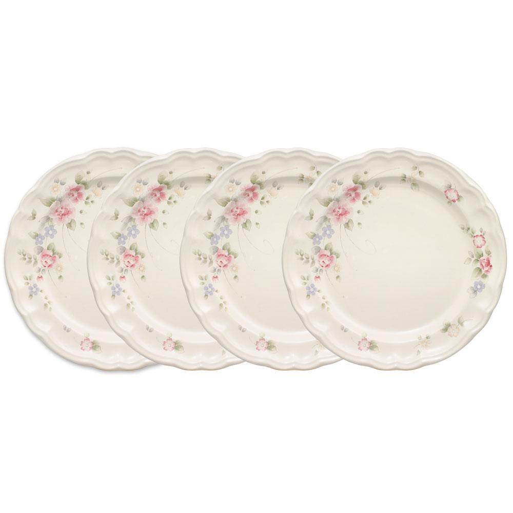 Tea Rose Set of 4 Dinner Plates