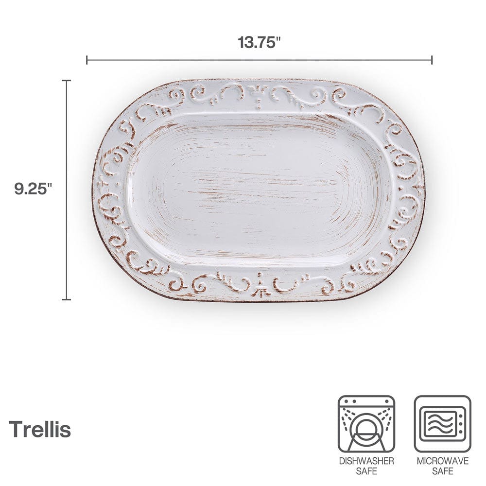 Trellis White Oval Platter