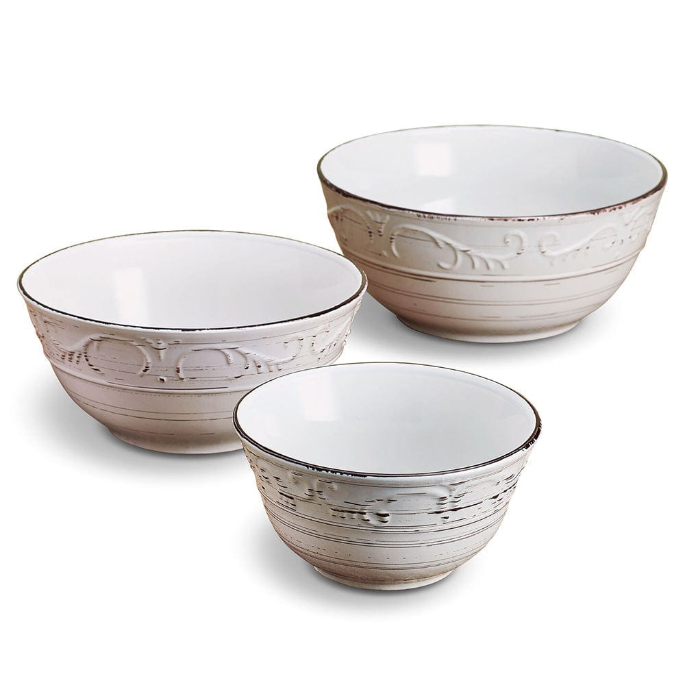 Trellis White Set of 3 Serving Bowls