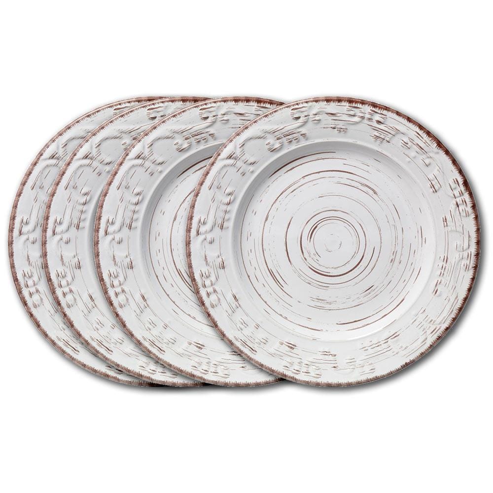 Trellis White Set of 4 Dinner Plates