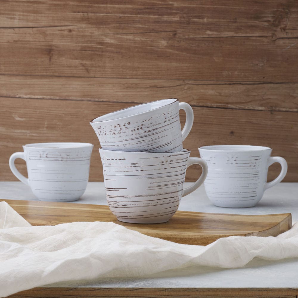 Trellis White Set of 4 Mugs