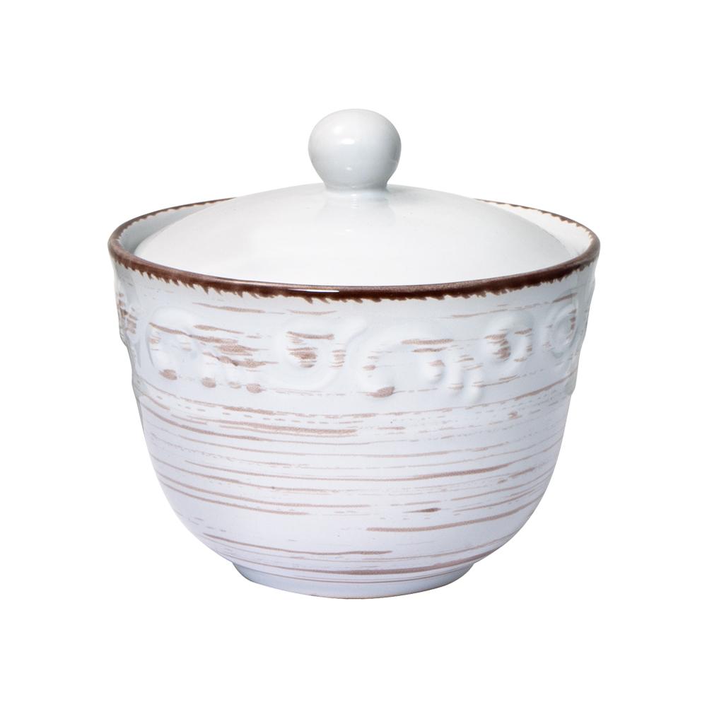 Trellis White Sugar Bowl with Lid