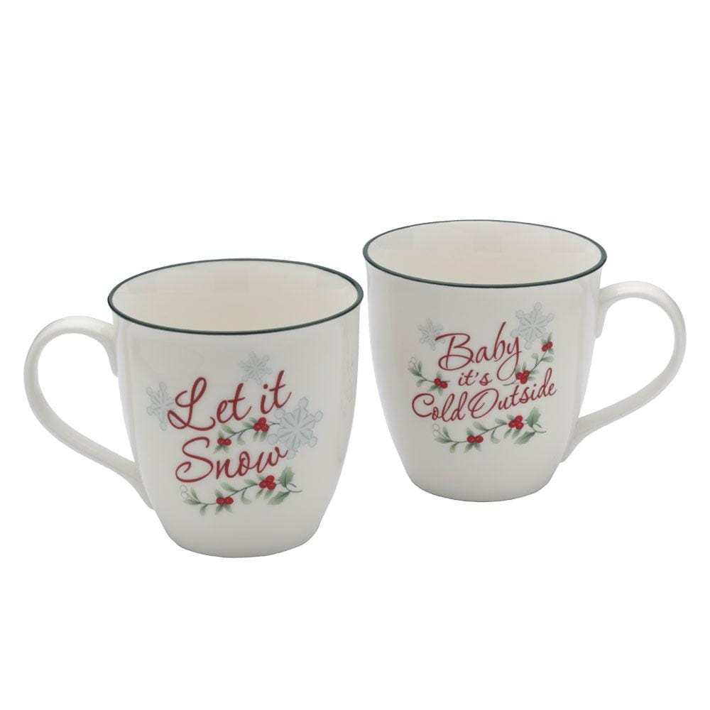 Winterberry® Set of 2 Baby Its Cold Outside and Let It Snow Mugs