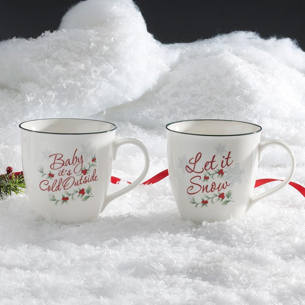 Winterberry® Set of 2 Baby Its Cold Outside and Let It Snow Mugs