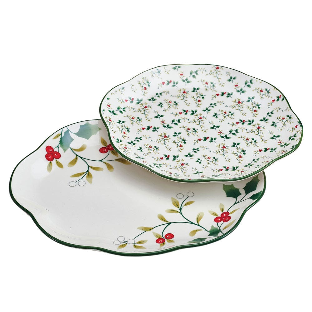 Winterberry® Set of 2 Holly Serving Platters